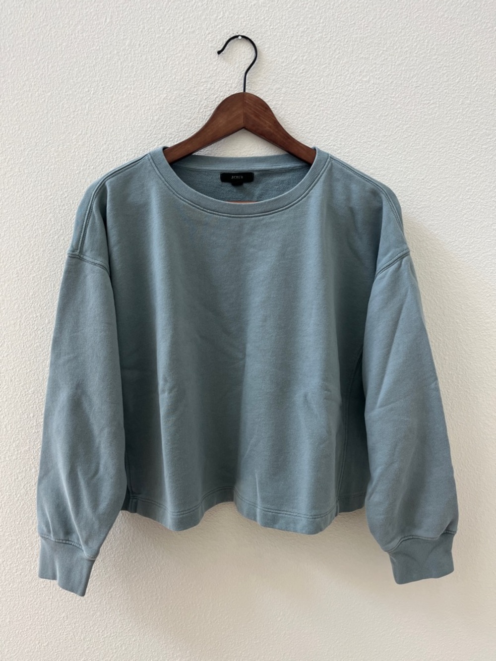 J. Crew Dusty Blue Cropped Crewneck Sweatshirt
